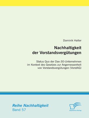 cover image of Nachhaltigkeit der Vorstandsvergütungen